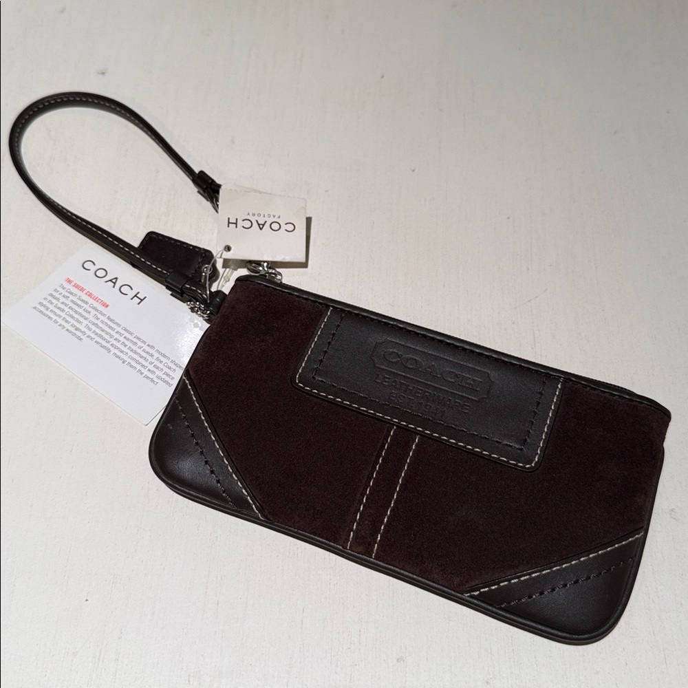 COACH Brown Suede Wristlet NWT